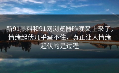 新91黑料和91网浏览器昨晚又上来了，情绪起伏几乎藏不住，真正让人情绪起伏的是过程