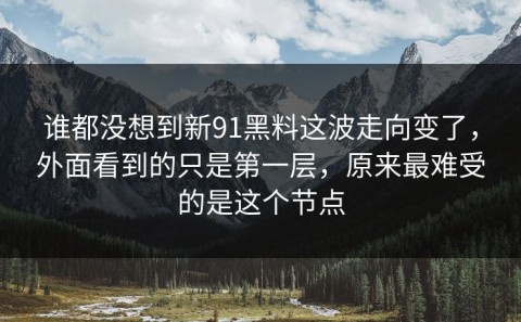 谁都没想到新91黑料这波走向变了，外面看到的只是第一层，原来最难受的是这个节点
