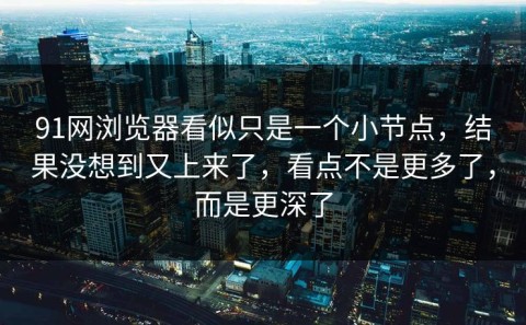 91网浏览器看似只是一个小节点，结果没想到又上来了，看点不是更多了，而是更深了