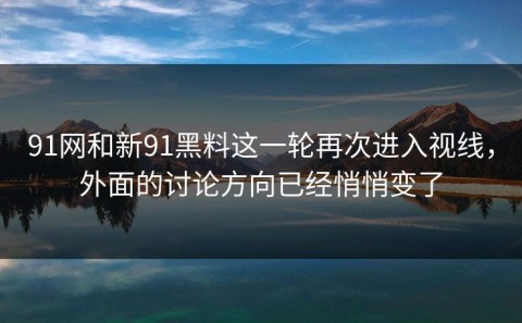 91网和新91黑料这一轮再次进入视线，外面的讨论方向已经悄悄变了
