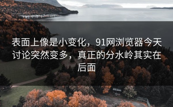 表面上像是小变化，91网浏览器今天讨论突然变多，真正的分水岭其实在后面