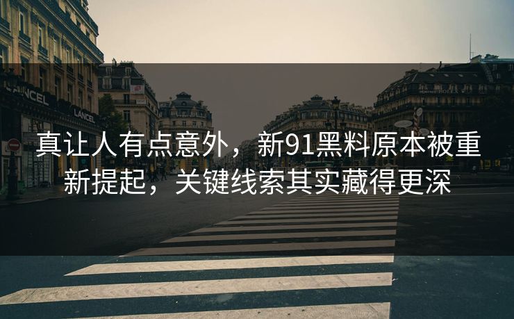 真让人有点意外，新91黑料原本被重新提起，关键线索其实藏得更深