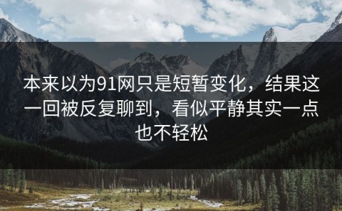 本来以为91网只是短暂变化，结果这一回被反复聊到，看似平静其实一点也不轻松