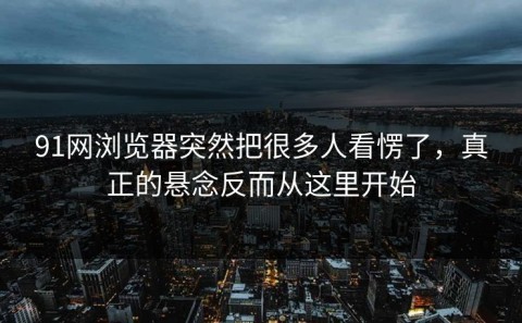 91网浏览器突然把很多人看愣了，真正的悬念反而从这里开始