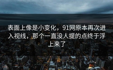 表面上像是小变化，91网原本再次进入视线，那个一直没人提的点终于浮上来了