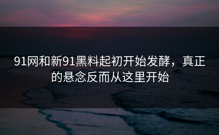 91网和新91黑料起初开始发酵，真正的悬念反而从这里开始