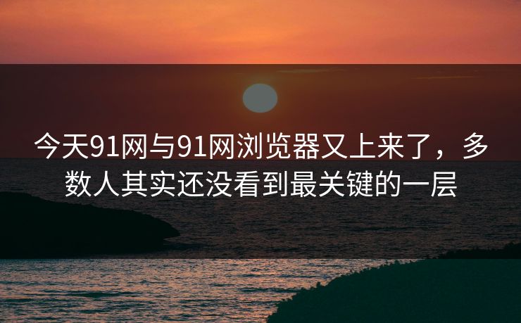 今天91网与91网浏览器又上来了，多数人其实还没看到最关键的一层